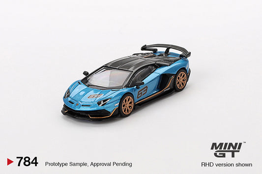 Mini GT 1:64 Lamborghini Aventador SVJ 63 Blu Aegir (784)