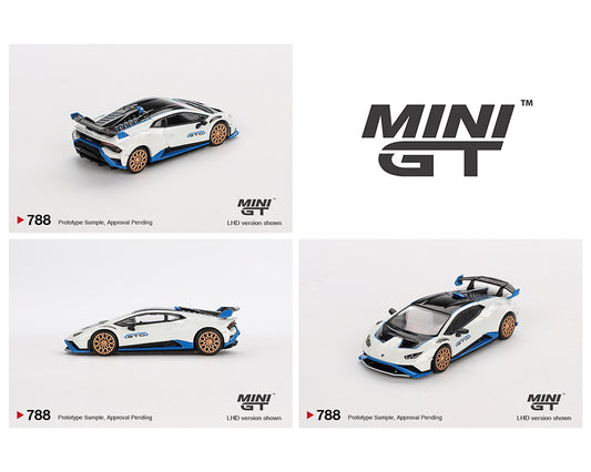 (Preorder) Mini GT 1:64 Lamborghini Huracán STO – Bianco Asopo - (788)