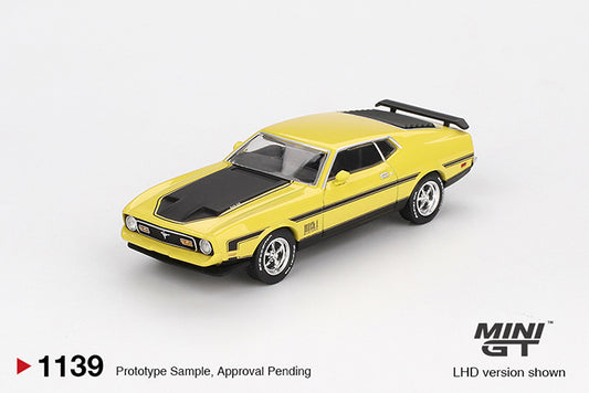 (Preorder) Mini GT 1:64 Ford Mustang Mach1 Grabber Yellow - MGT01139