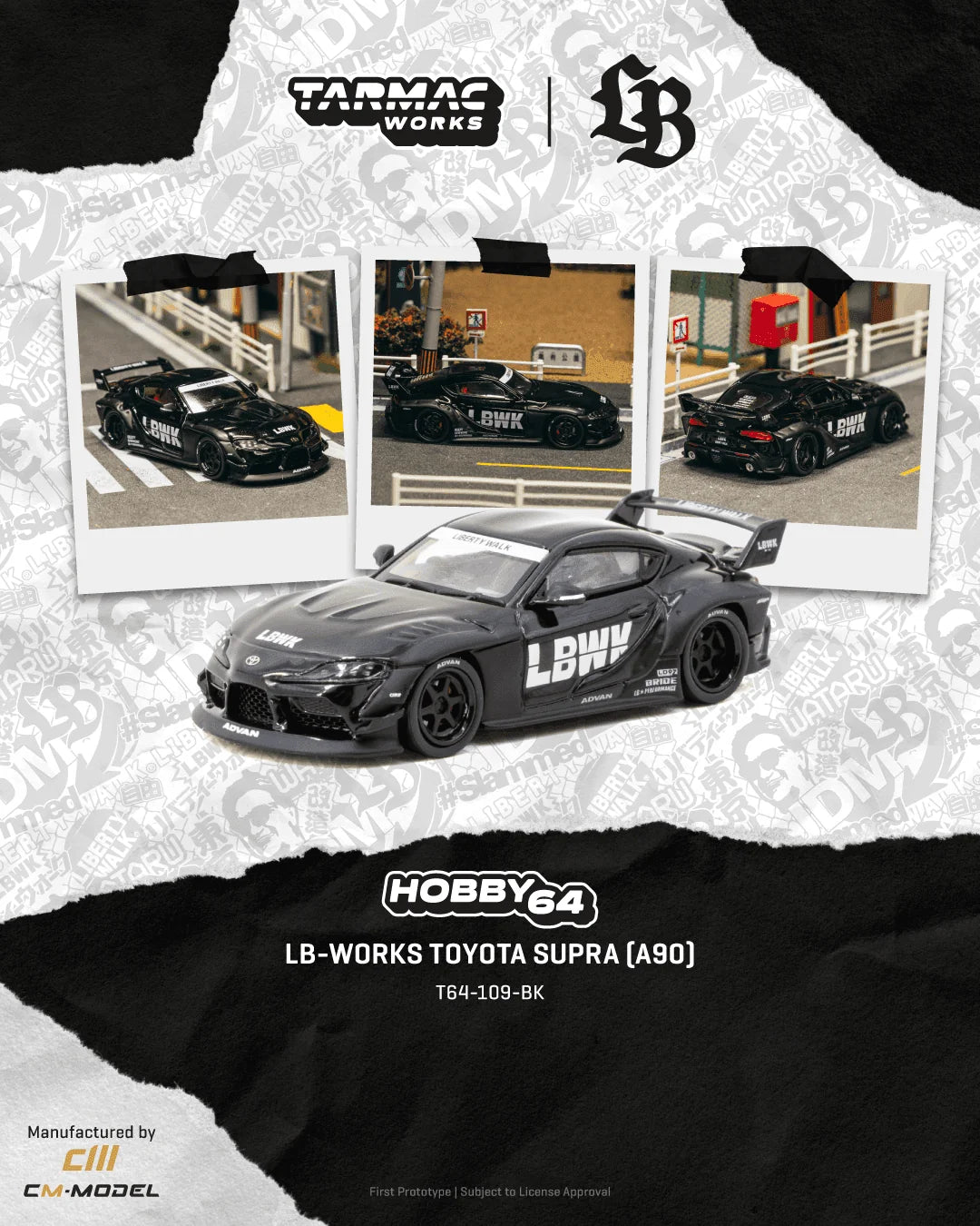 (Preorder) Tarmac Works 1:64 LB-WORKS TOYOTA SUPRA (A90), Black