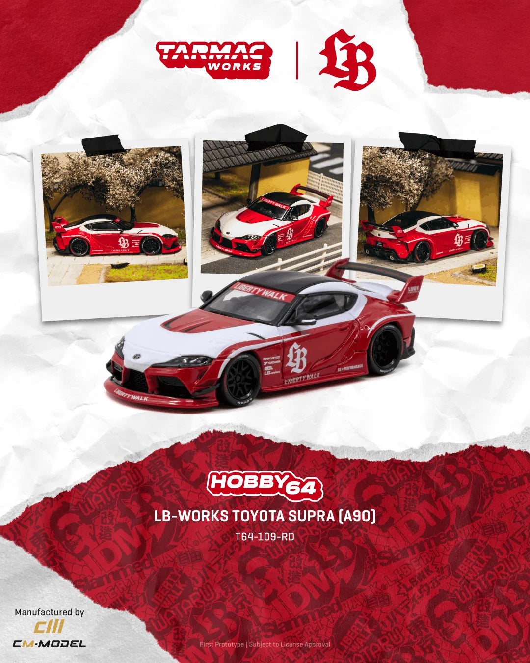 (Preorder) Tarmac Works 1:64 LB-WORKS TOYOTA SUPRA (A90), Red