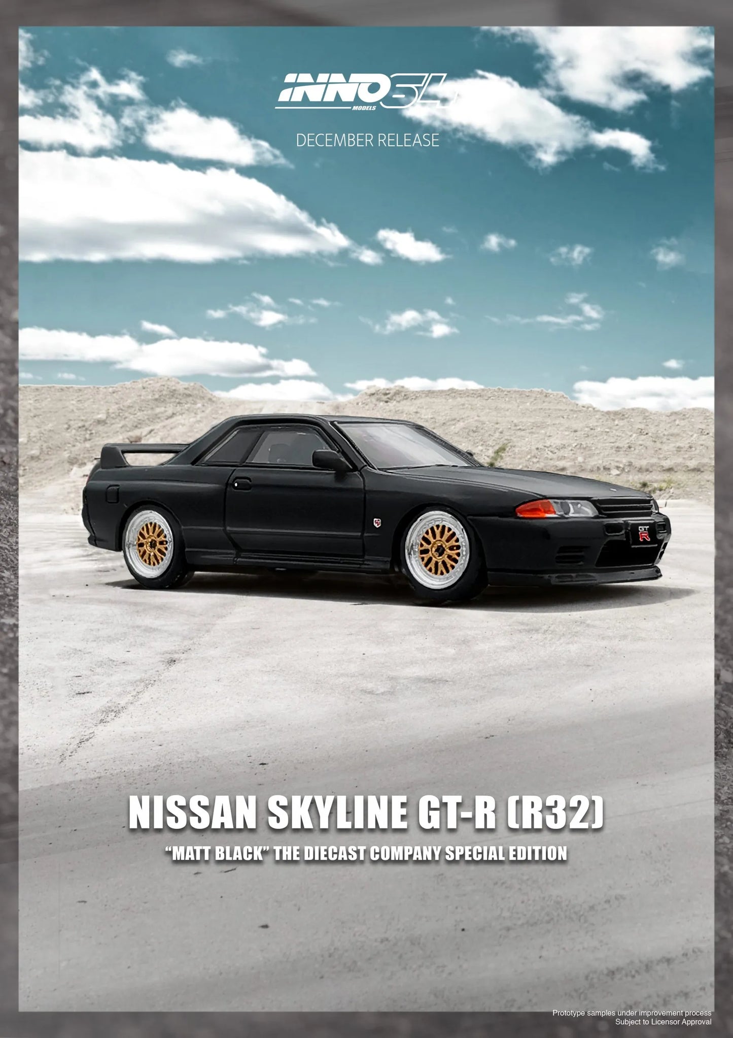 INNO64 1:64 Nissan Skyline GT-R (R32) Matte Black The Diecast Company Special Edition Limited Quantity Production