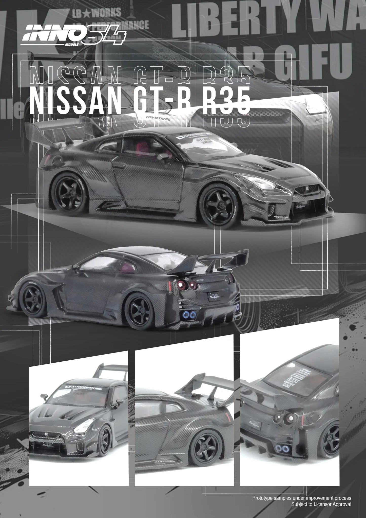 INNO64 1:64 LBWK Silhouette Works GT Nissan 35GT-RR Full Dry Carbon