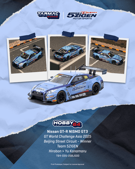 (Preorder) Tarmac 1:64 Nissan GT-R NISMO GT3 GT World Challenge Asia 2025 Beijing Street Circuit - Winner TEAM 5ZIGEN Hirobon / Yu Kanamaru