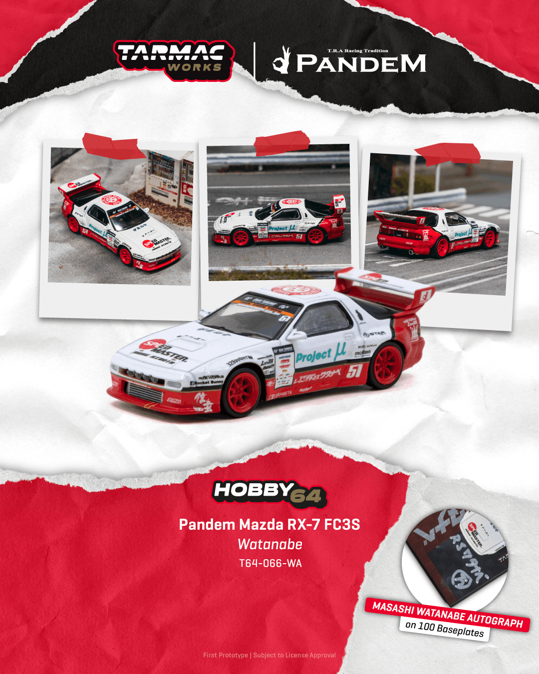 (Preorder) Tarmac Works 1:64 Pandem Mazda RX-7 FC3S Watanabe