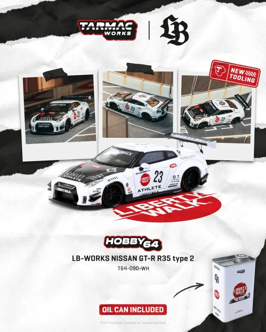 Tarmac 1:64 LB-Works Nissan GT-R R35 Type 2 White - Oil Can