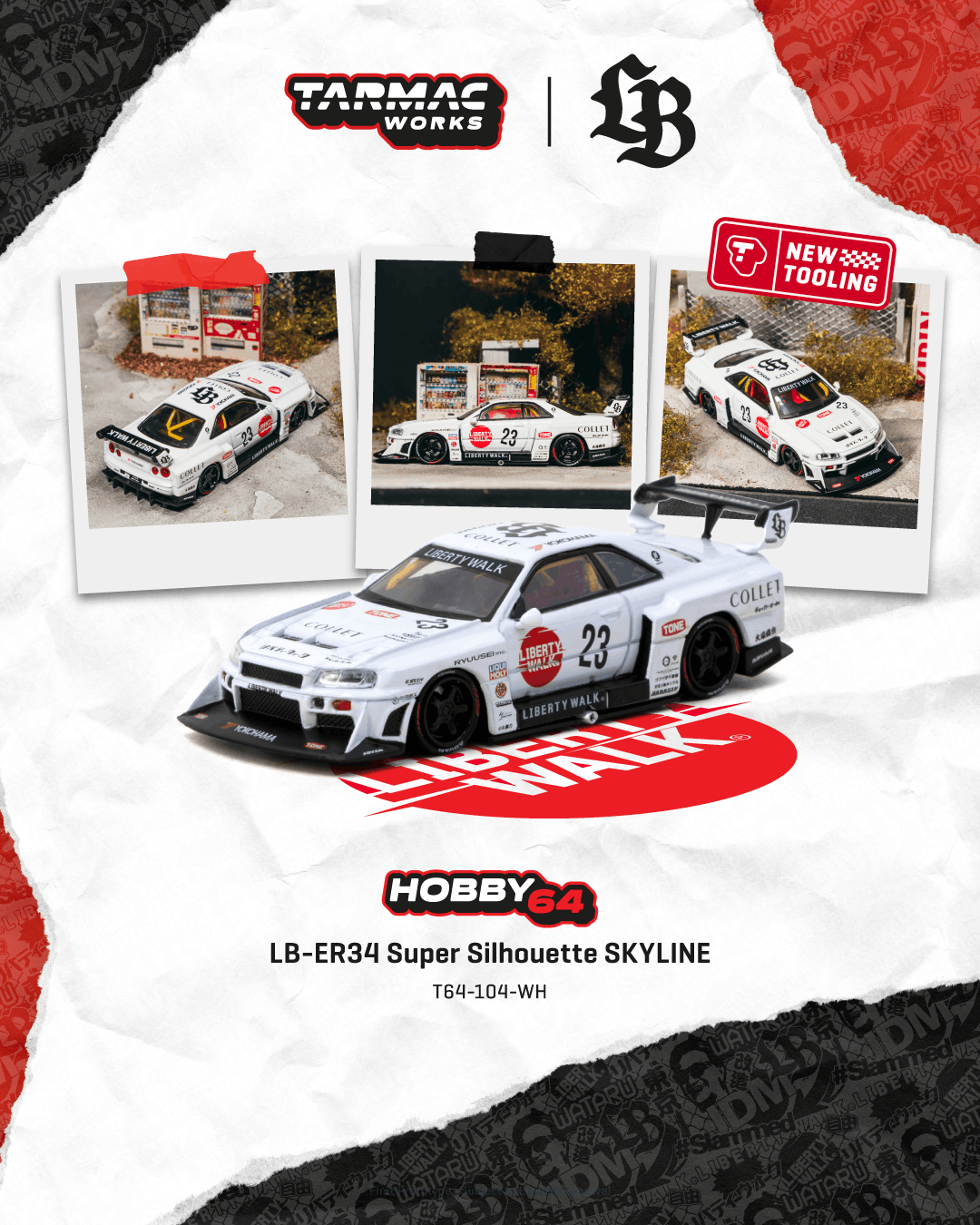 (Preorder) Tarmac 1:64 LB-ER34 Super Silhouette SKYLINE - White
