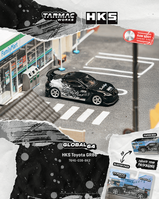 (Preorder) Tarmac Works 1:64 HKS Toyota GR86 Black - Blister Pack
