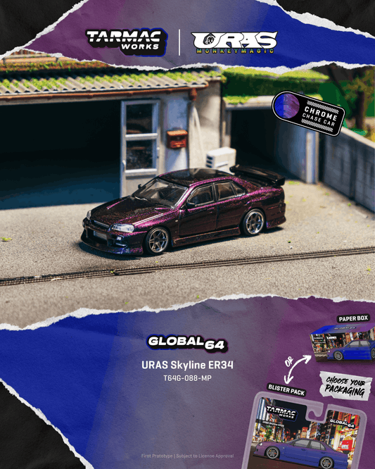 (Preorder) Tarmac Works 1:64 URAS Skyline R34 - Blister