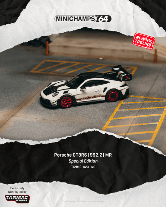 (Preorder) Tarmac Works x Minichamps 1:64 Porsche GT3RS MR Special Edition White