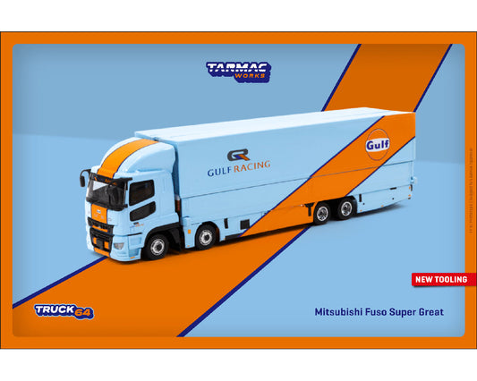 (Preorder) Tarmac Works 1:64 Mitsubishi Fuso Super Great GULF Racing Transporter