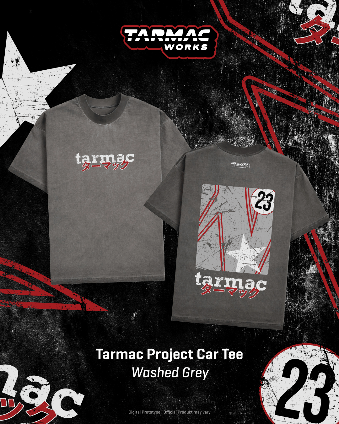 (Preorder) Tarmac Works Project Car Tee - Washed Grey