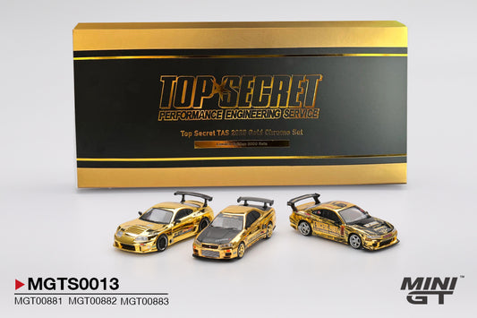 Mini GT Top Secret TAS 2025 Gold Chrome Set