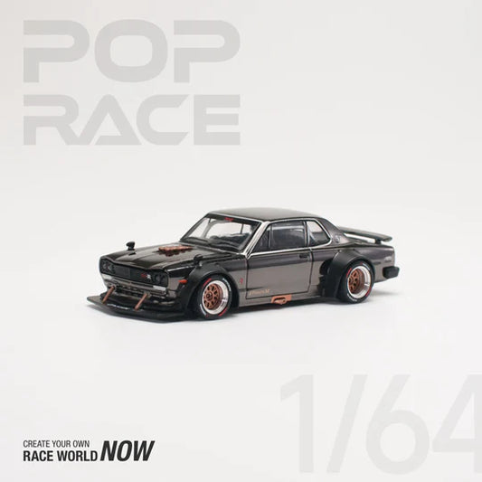 Pop Race 1:64 Skyline GT-R V8 Drift (HAKOSUKA) Dark Chrome