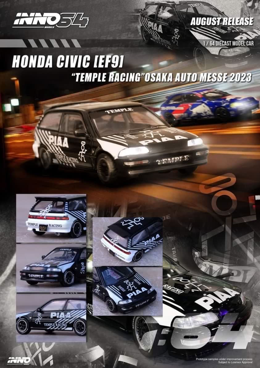 (Preorder) INNO64 1:64 Honda Civic (EF9) "TEMPLE RACING" Osaka Auto Messe 2023
