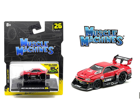 (Preorder) Muscle Machines 1:64 Liberty Walk 1999 Nissan GT-R R34- Red