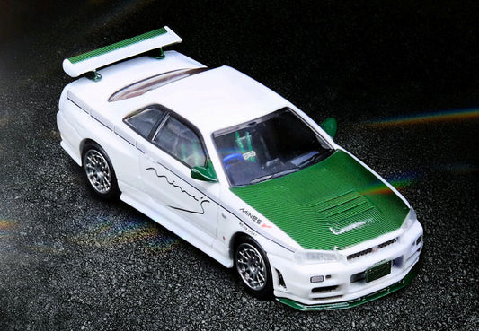 INNO64 Nissan Skyline GT-R (R34) NISMO R-TUNE "MINES" With Green Carbon Fibre
