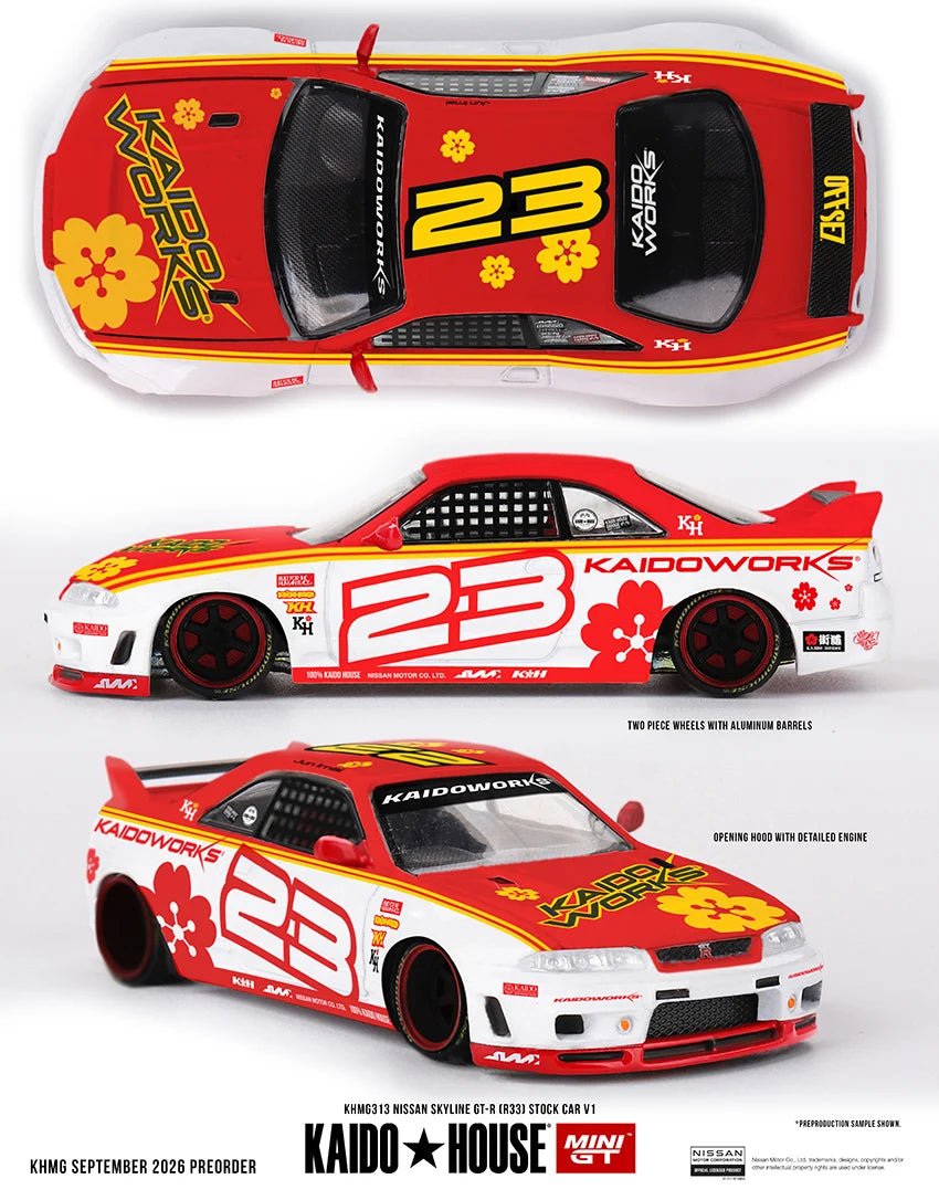 (Preorder) Kaido House x Mini GT 1:64 Nissan Skyline GT-R (R33) Kaido Stock Car V1 - KHMG313