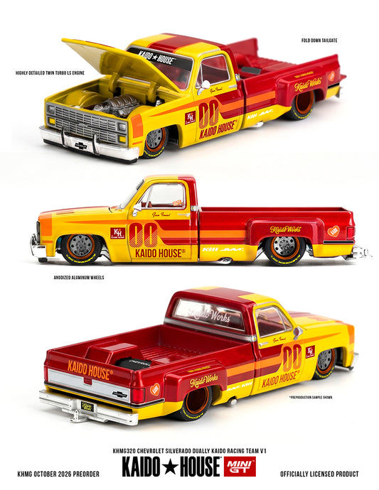 (Preorder) Kaido House x Mini GT 1:64 Chevrolet Silverado Dually Kaido Racing Team V1 - KHMG320