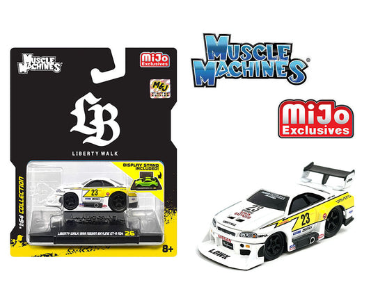 Muscle Machines 1:64 LBWK Nissan GT-R R34 Super Silhouette Skyline – White – Mijo Exclusives