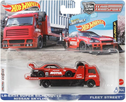 Hot Wheels Team Transport Liberty Walk LB-ER34 Super Silhouette Nissan Skyline - Fleet Street