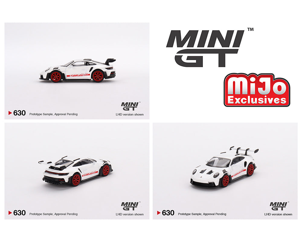 (Preorder) Mini GT 1:64 Porsche 911 (992) GT3 RS – White with Pyro Red Accent Package – MiJo Exclusives
