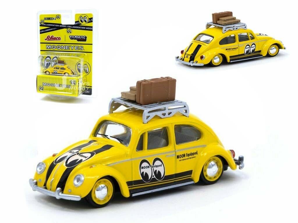 Tarmac Works x Schuco 1:64 VW Beetle Mooneyes w/Roof Rack & Suitcases Car 006ME1