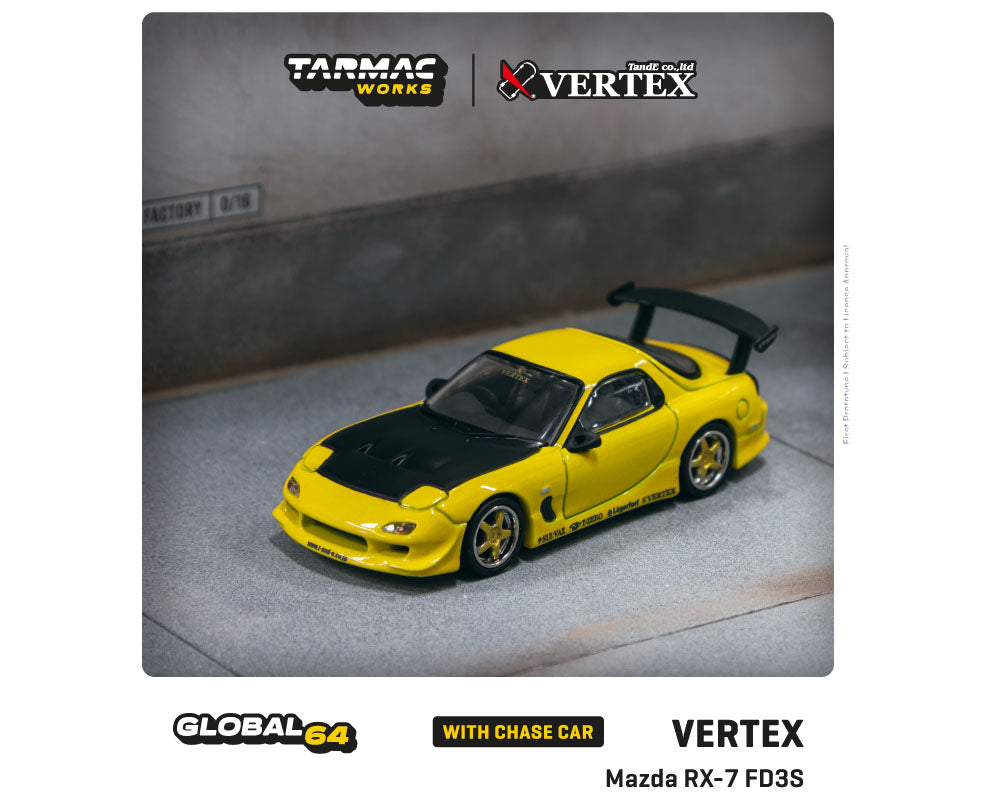 Tarmac Works 1:64 Global64 VERTEX Mazda RX-7 FD3S Yellow Metallic