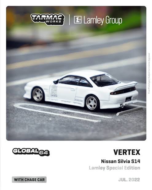 Nissan VERTEX Silvia S14 RHD White "Lamley Group" Special Edition "Global64" Series 1/64 Diecast Model Car by Tarmac Works