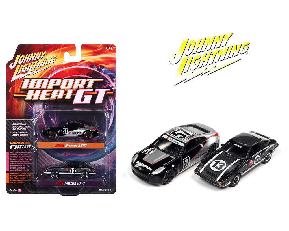 Johnny Lightning 1:64 2 Pack 2006 Nissan 350ZX & 1981 Mazda RX-7 Release B – Import Heat GT
