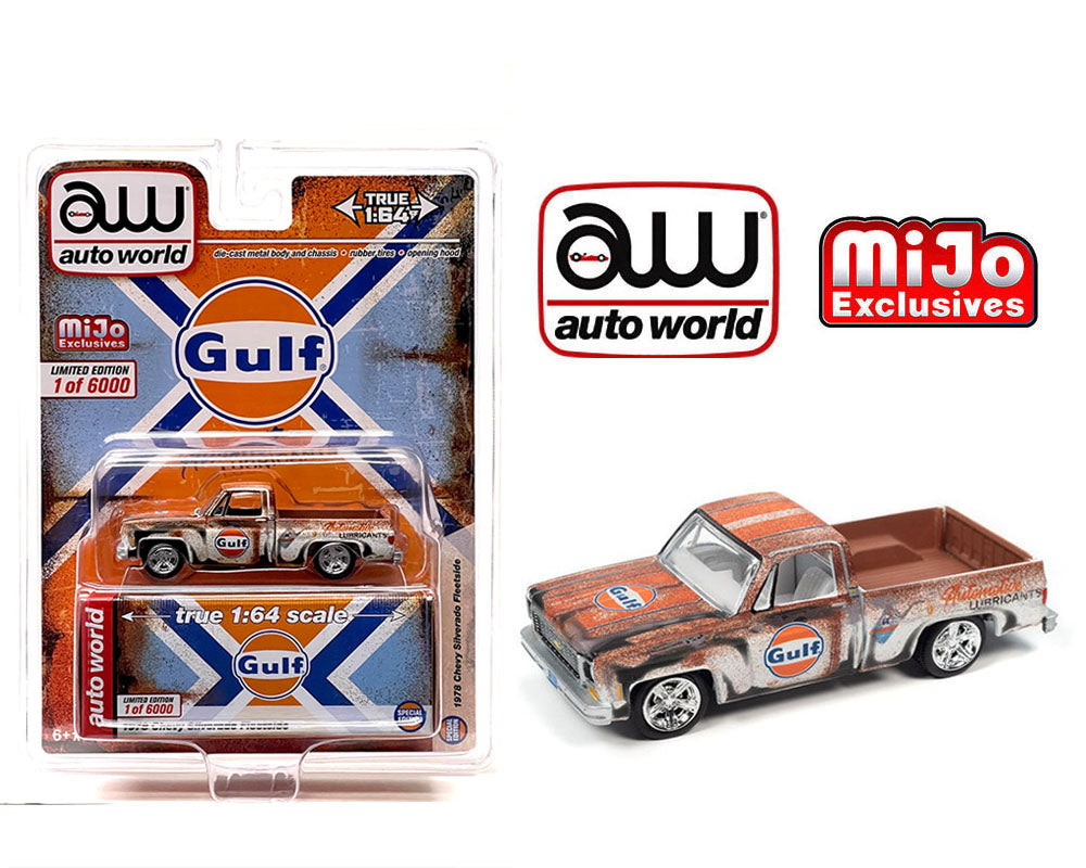 Auto World 1:64 MiJo Exclusives 1978 Chevrolet Silverado GULF (Patina Rust)