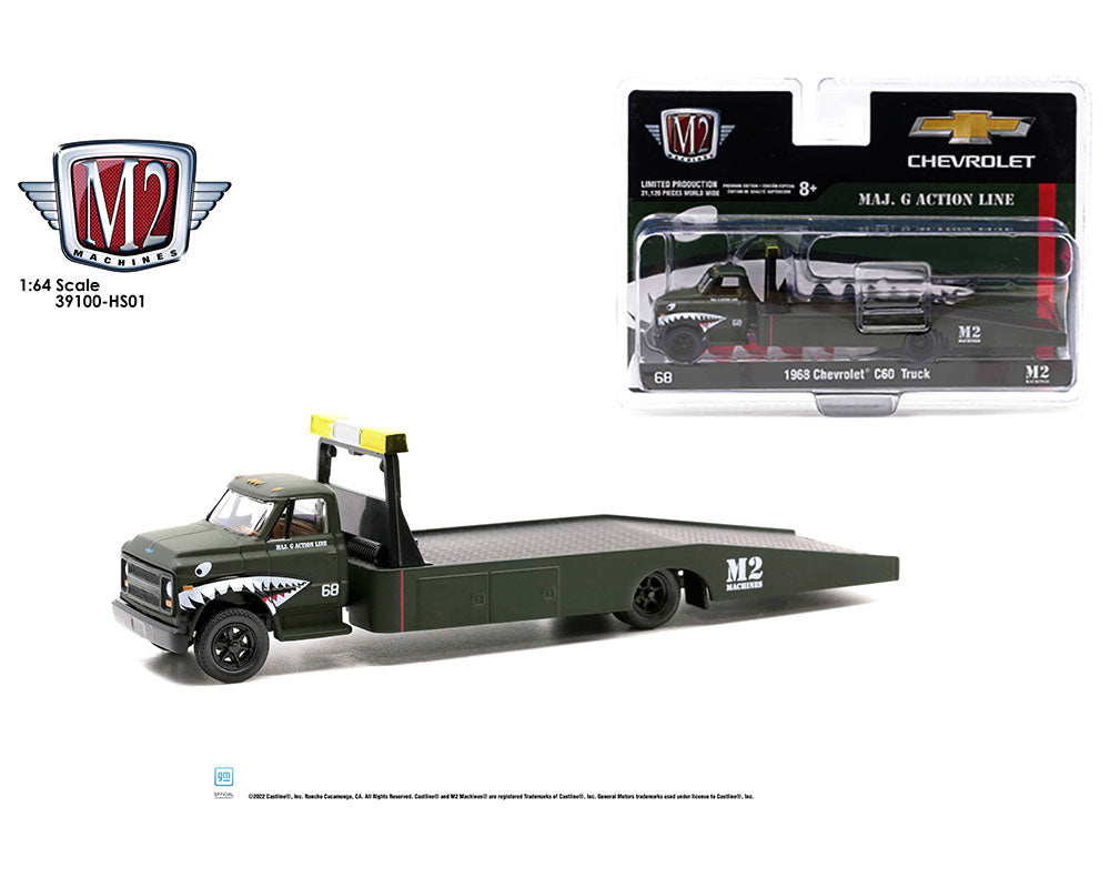 M2 Machines 1:64 1968 Chevrolet C60 Flatbed Truck MAJ. G Action Line – Auto-Haulers Hobby Exclusive