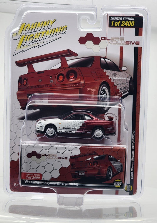 Johnny Lightning 1999 Nissan Skyline GT-R "BNR34" "Two-Tone White/Red" Singapore DilSre Exclusive Limited Edition to 2400 pieces